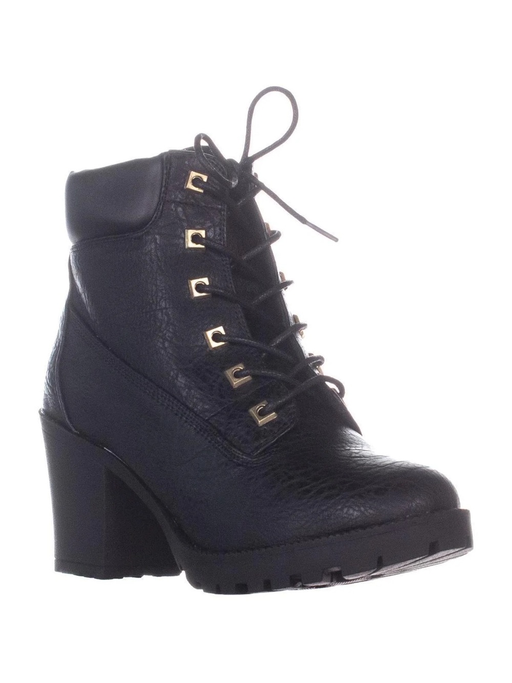 NIB Macys Zigi Soho Karin Black Lace-Up Block Heel Ankle Boots Size 8